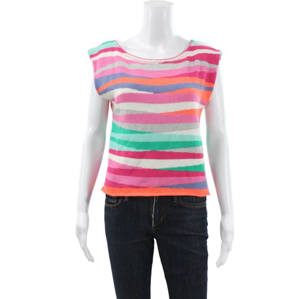 Aldo Martins Women Pullover Striped Boat Neck Sleeveless Multicolor Size S
